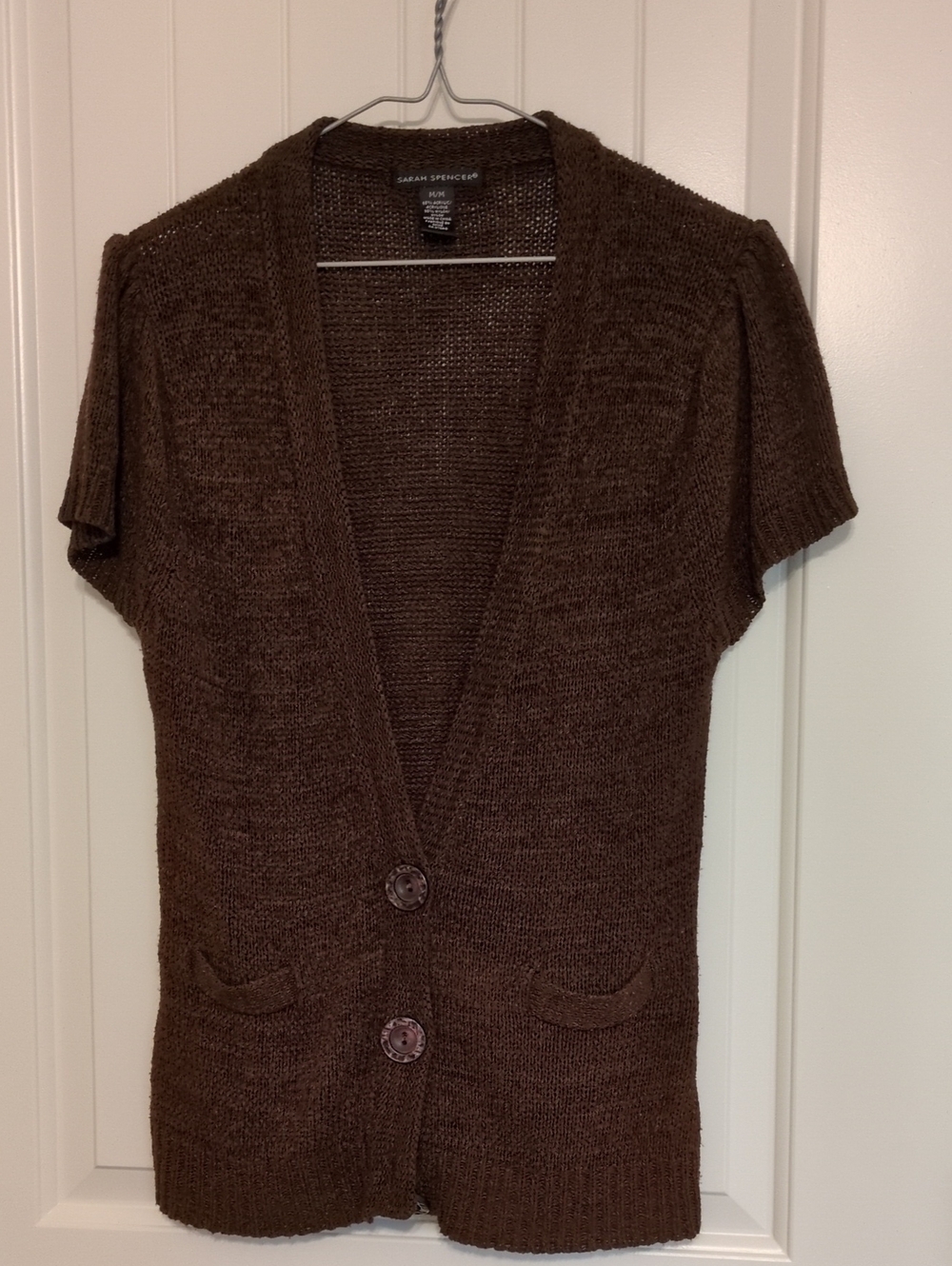Sarah Spencer Chocolate Brown Short-Sleeve Button Cardigan